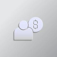 dollar, money, user paper style, icon. Grey color vector background- Paper style vector icon.