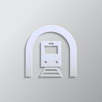 Train, tunnel paper style, icon. Grey color vector background- Paper style vector icon.