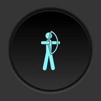Round button icon Archer. Button banner round badge interface for application illustration on dark background vector