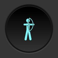 Round button icon Archer. Button banner round badge interface for application illustration on dark background vector