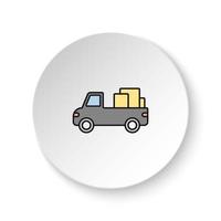 Round button for web icon, truck, cargo. Button banner round, badge interface for application illustration on white background vector