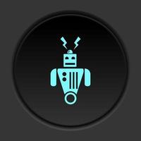 Dark button icon Robot technology. Button banner round badge interface for application illustration on darken background vector