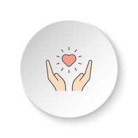 Round button for web icon, Soul, arms, heart symbol. Button banner round, badge interface for application illustration on white background vector