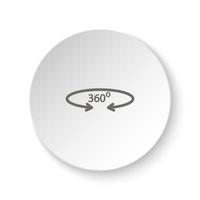 Round button for web icon, degree, reality, rotate, 360. Button banner round, badge interface for application illustration on white background vector