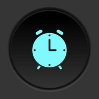 Round button icon, alarm, clock. Button banner round, badge interface for application illustration on dark background vector