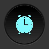 Round button icon, alarm, clock. Button banner round, badge interface for application illustration on dark background vector