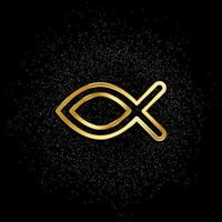 Ichthys gold icon. Vector illustration of golden particle background.. Spiritual concept vector illustration .