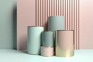 primitive shapes, abstract geometric background, cylinder podium, modern minimalistic mock up photo