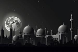 moon eclipse and mosque for ramadan kareem photo