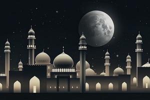 moon eclipse and mosque for ramadan kareem photo