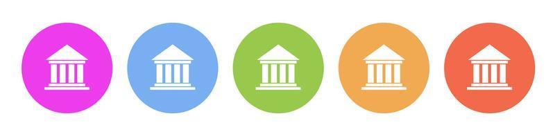 Multi colored flat icons on round backgrounds. Museum multicolor circle vector icon on white background