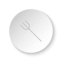 Round button for web icon, fork, garden, pitchfork. Button banner round, badge interface for application illustration on white background vector