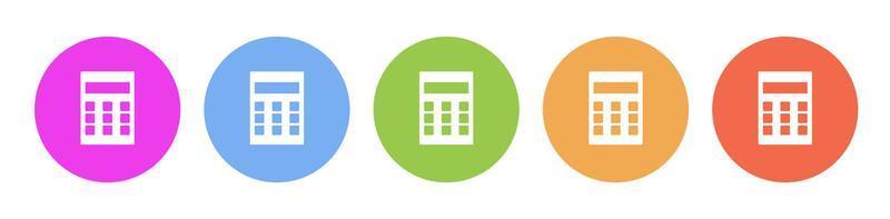 Multi colored flat icons on round backgrounds. Calculator multicolor circle vector icon on white background