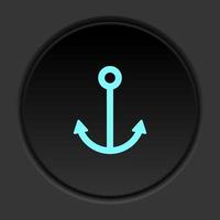 Round button icon Anchor. Button banner round badge interface for application illustration on dark background vector