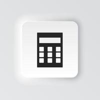 rectángulo botón icono calculadora. botón bandera rectángulo Insignia interfaz para solicitud ilustración en neomórfico estilo en blanco antecedentes vector