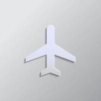 Plane paper style, icon. Grey color vector background- Paper style vector icon.