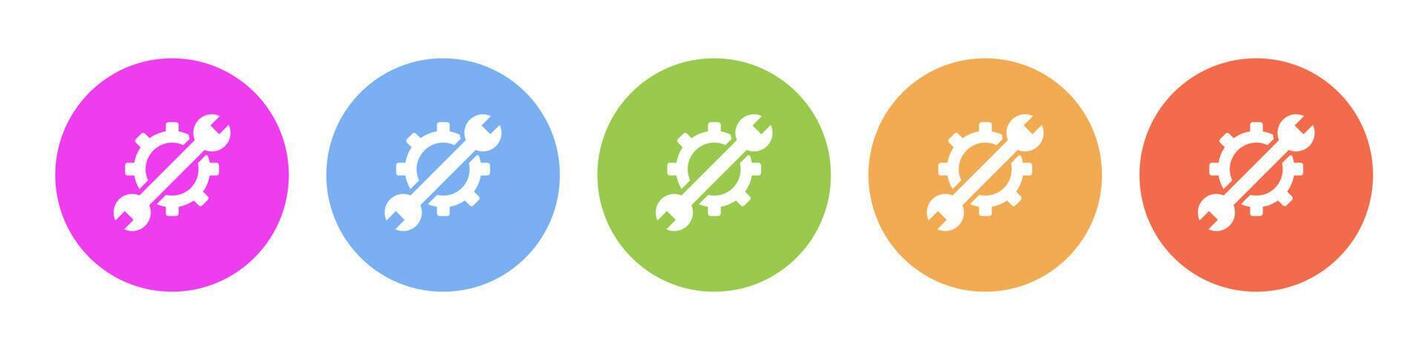 Multi colored icon Mass production settings. Button banner round badge interface for application illustration on white background vector