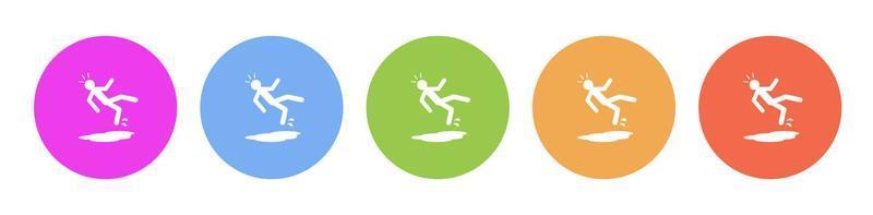 Multi colored flat icons on round backgrounds. slip, accident, man multicolor circle vector icon on white background