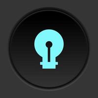 Round button icon, light, bulb. Button banner round, badge interface for application illustration on dark background vector