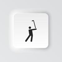 rectángulo botón icono hombre golf jugando. botón bandera rectángulo Insignia interfaz para solicitud ilustración en neomórfico estilo en blanco antecedentes vector