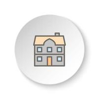 Round button for web icon, building, city, house. Button banner round, badge interface for application illustration on white background vector