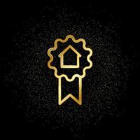 Achievement, award, house, medal gold icon. Vector illustration of golden particle background. Real estate concept vector illustration .