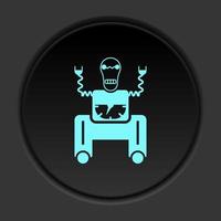 Dark button icon Robot technology. Button banner round badge interface for application illustration on darken background vector