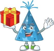 Cartoon character of blue party hat vector