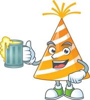 Cartoon character of yellow party hat vector