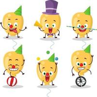 Cartoon character of yellow balloon with various circus shows vector