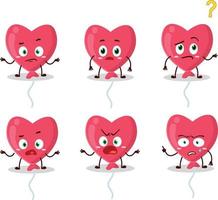 Cartoon character of red love balloon with what expression vector