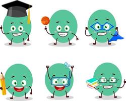 School student of green balloon cartoon character with various expressions vector