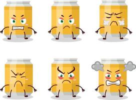 Beer can cartoon character with various angry expressions vector