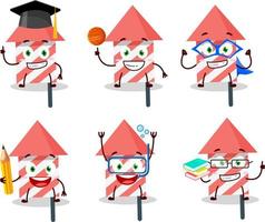 School student of fire cracker cartoon character with various expressions vector