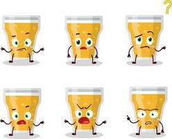 Cartoon character of glass of beer with what expression vector