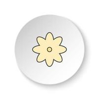 Round button for web icon, Flower. Button banner round, badge interface for application illustration on white background vector