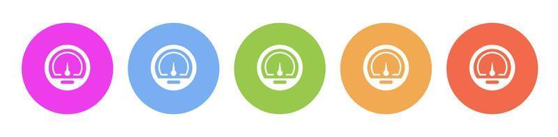 Multi colored flat icons on round backgrounds. dashboard, limit, counter multicolor circle vector icon on white background