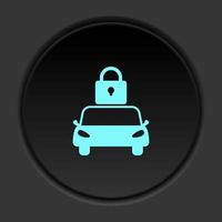 Dark button flat icons on round backgrounds. Building construction insurance dark circle vector icon on darken background