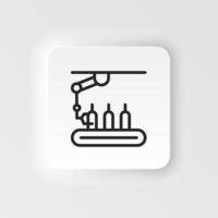 Assembly line, conveyor belt, production icon - Vector neumorphic style vector icon