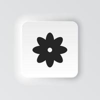 rectángulo botón icono flor. botón bandera rectángulo Insignia interfaz para solicitud ilustración en neomórfico estilo en blanco antecedentes vector
