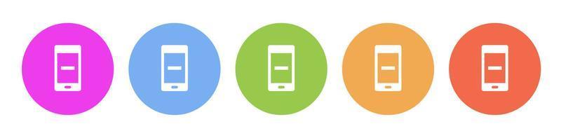Multi colored icon phone minimize minus. Button banner round badge interface for application illustration on white background vector
