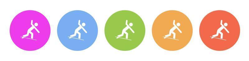 Multi colored flat icons on round backgrounds. Surfer multicolor circle vector icon on white background