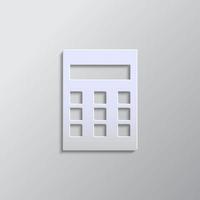 Calculator paper style, icon. Grey color vector background- Paper style vector icon.