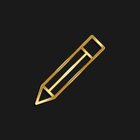 pencil gold icon. Vector illustration of golden dark background .