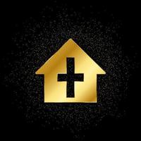 Chapel outline gold, icon. Vector illustration of golden particle on gold vector background