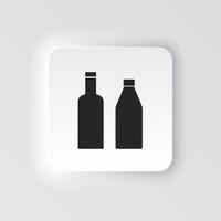 rectángulo botón icono botellas botón bandera rectángulo Insignia interfaz para solicitud ilustración en neomórfico estilo en blanco antecedentes vector