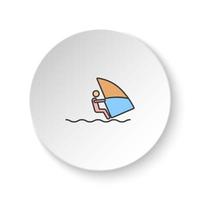 Round button for web icon, Windsurf sea. Button banner round, badge interface for application illustration on white background vector