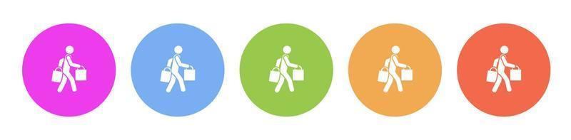 Multi colored flat icons on round backgrounds. Shopping, man multicolor circle vector icon on white background