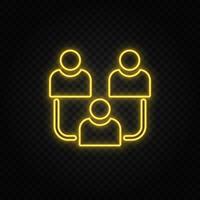 avatars, users, contact yellow neon icon .Transparent background. Yellow neon vector icon on dark background