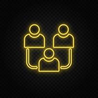 avatars, users, contact yellow neon icon .Transparent background. Yellow neon vector icon on dark background